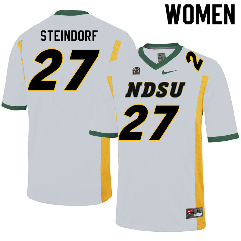 Women #27 Kaedin Steindorf North Dakota State Bison College Football Jerseys Sale-White - Click Image to Close